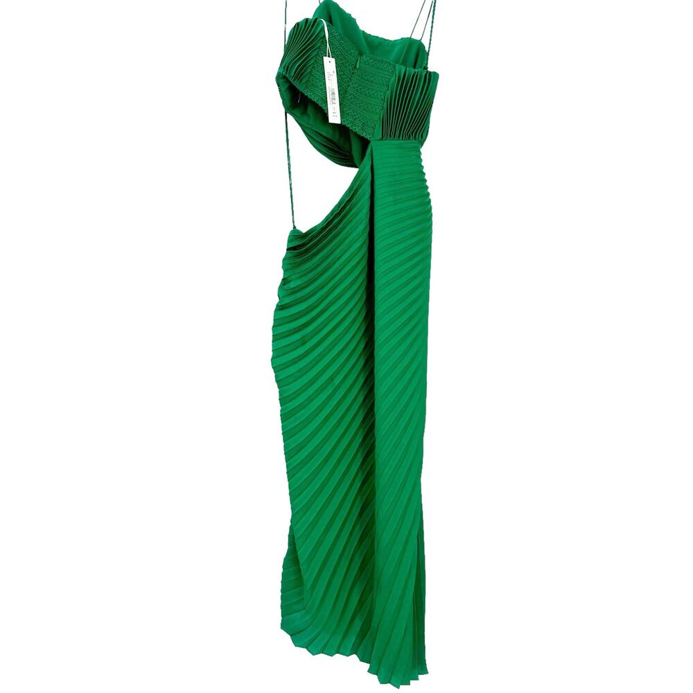 Alice + Olivia Pleated Cut-Out Dress Sleeveless Emerald Green Size 6 NWT - Picture 7 of 15